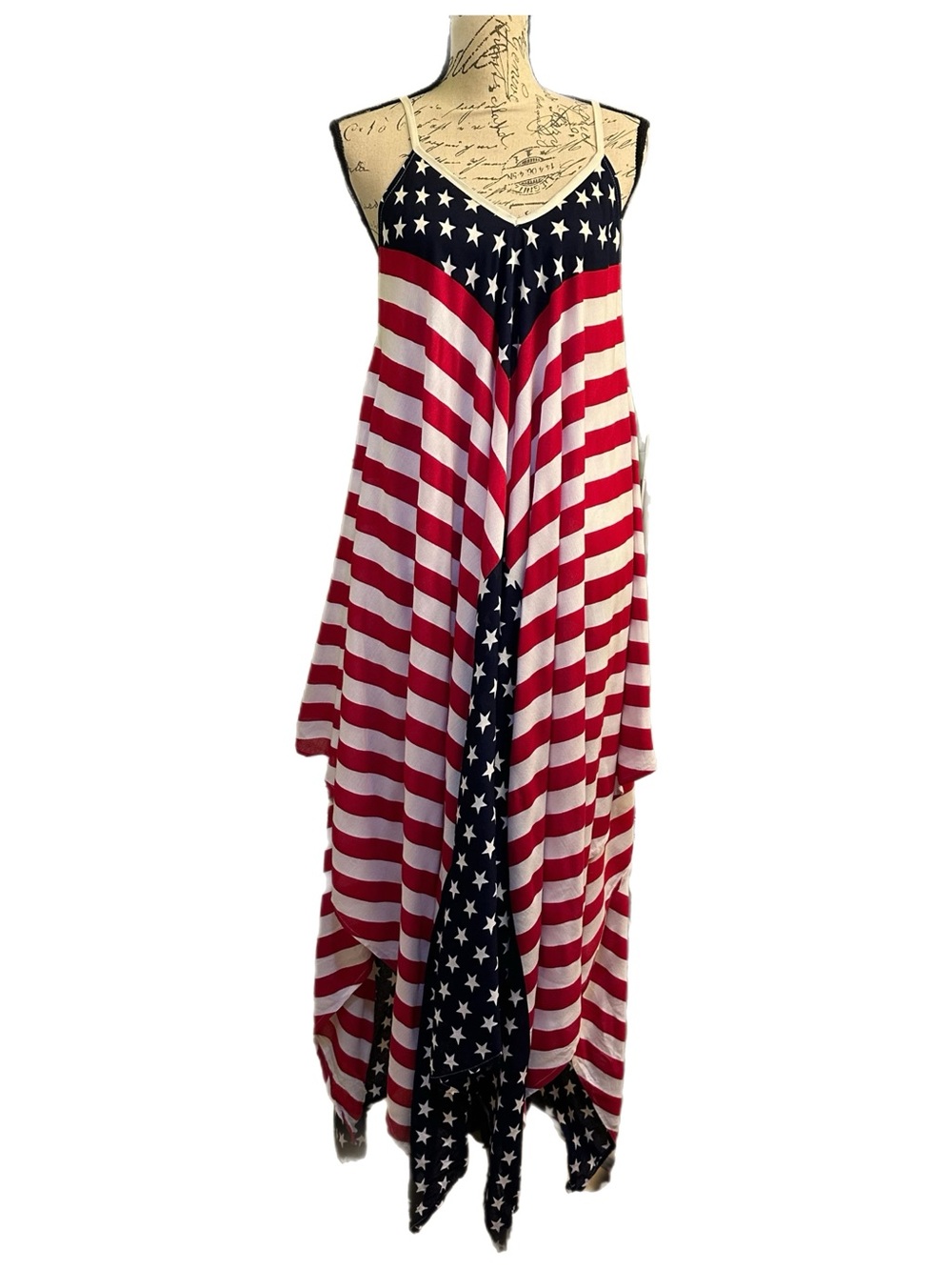Anna & Ava Patriotic Handkerchief Coverup 100% Viscose NWT O/S Fourth of July
